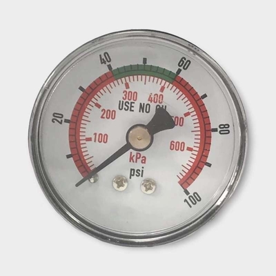 Terug Opgezette Drukmaat 50mm 100 Psi-Manometer voor Zuurstofsysteem