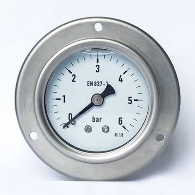 G1/4 SS 304 Maat van de 6 Bardruk 63mm het Siliconeolie van KL 1,6 - gevulde Manometer